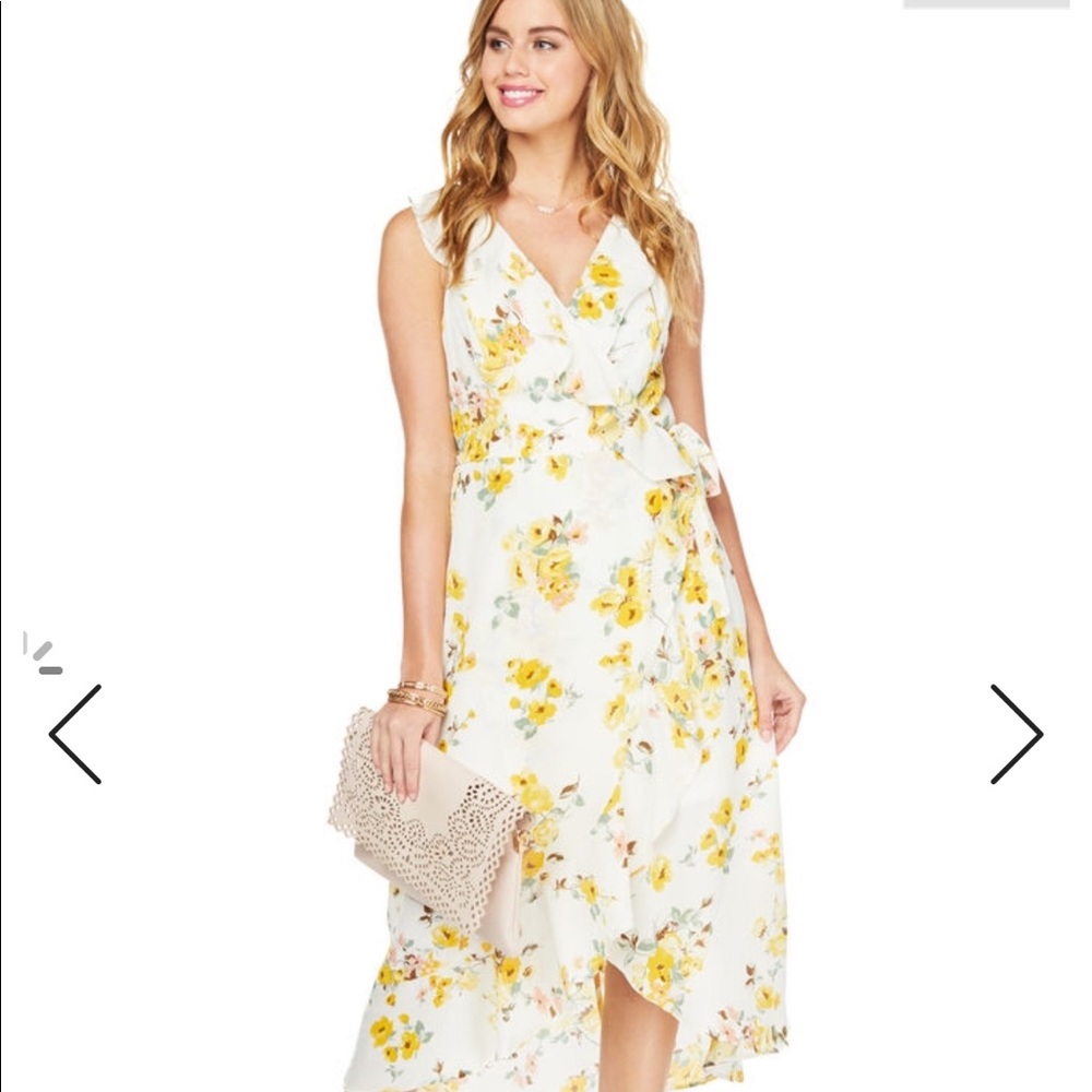 NWT 🌟Charming Charlie Yellow Floral Wrap Dress - Picture 2 of 7